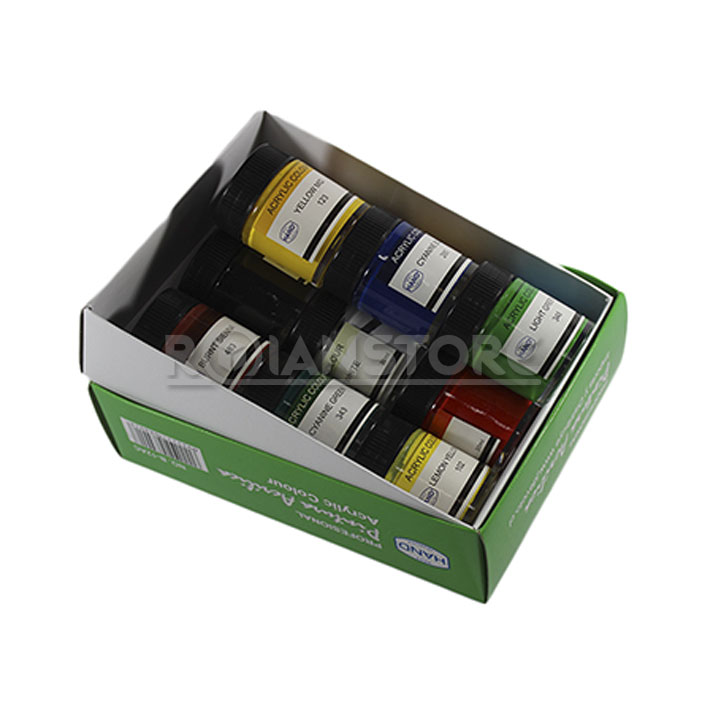 Pintura Acrilica Hand 12 colores en frascos de 30 ml
