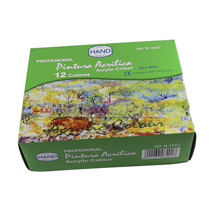 Pintura Acrilica Hand 12 colores en frascos de 30 ml