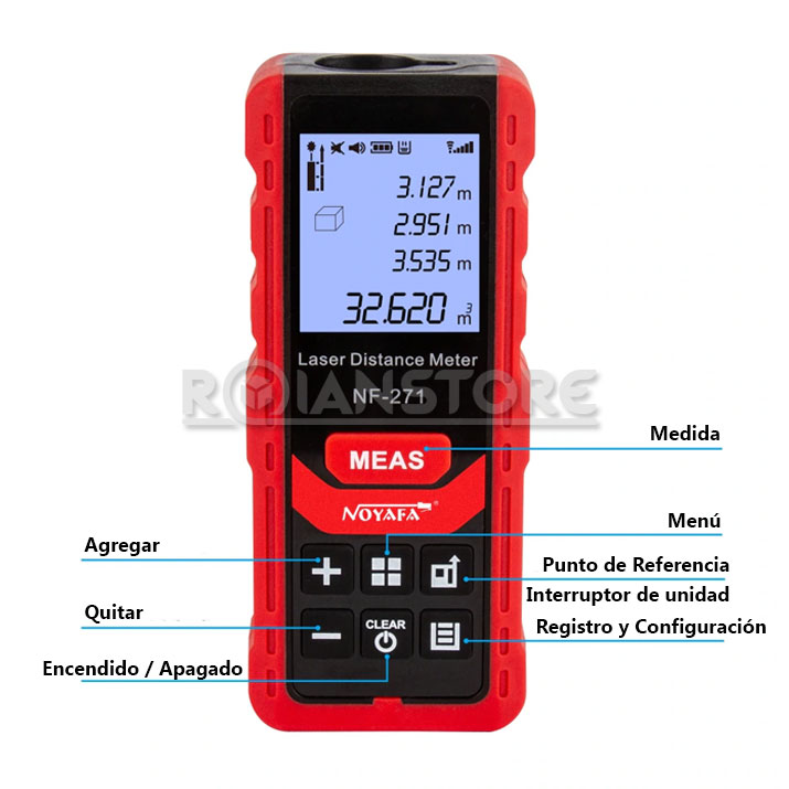 Medidor Distancias Digital 50m Puntero Nivel Laser NF-271